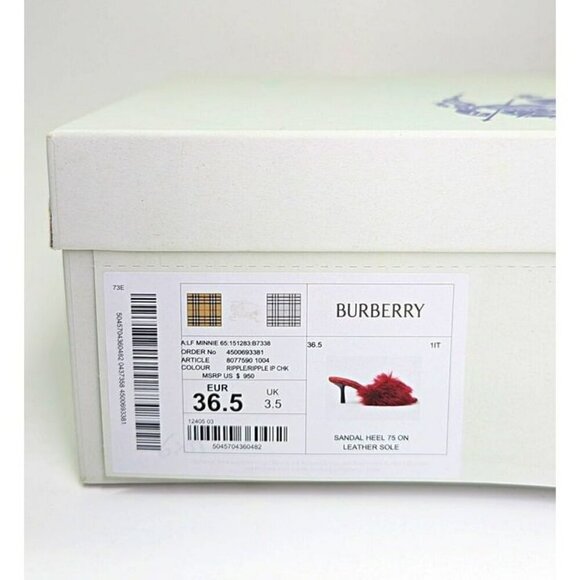 Burberry Jackie 75 Women's Shearling Mules Sandal in Ripple Size 36.5 MSRP $950 - Picture 9 of 9